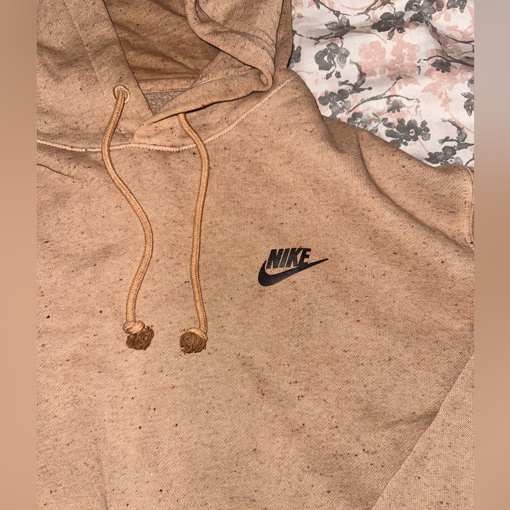 Nike hoodie, size: medium. tan with little colored dots